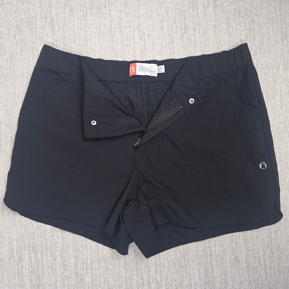 The American Outdoorsman Women's Black Hiking Shorts XL Stretch Nylon Athletic